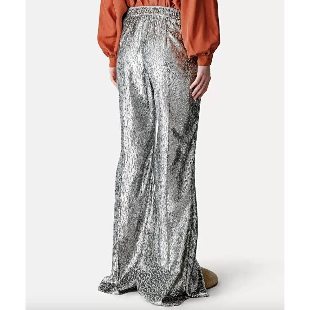 Forte Forte Encanto Fil Coupe Lurex Flare Pants Estrella Silver Womens Size 0 US - Picture 8 of 16